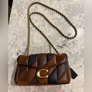 Coach Brown and Black Bag with Gold Accents